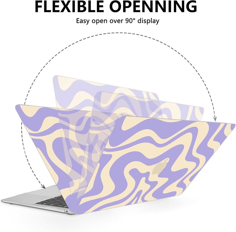 AKIT Compatible with MacBook Air 13 Inch Case M1 2022 2021 2020 2019 2018 A2337 A2179 A1932, Pattern Hard Shell Laptop Case+Screen Protector+Keyboard Cover for Mac Book Air 13.3 Inch, Violet Wave - Image 5
